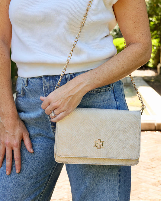 Bryn Clutch Crossbody Shimmer Champagne