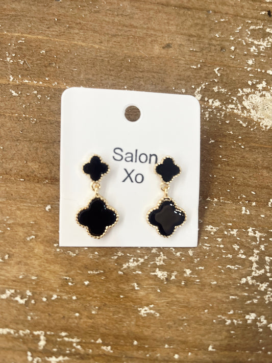 Black Double Clover Earrings