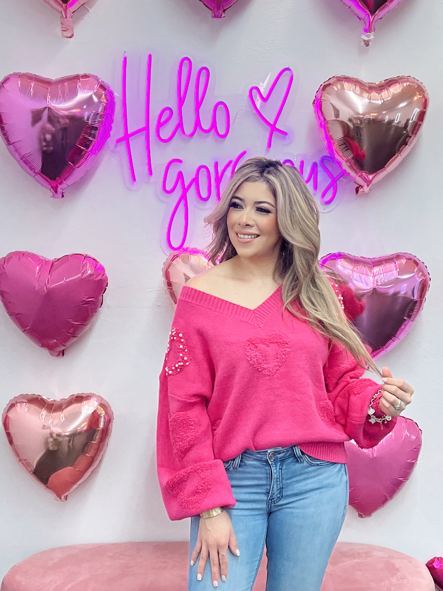 Cutely Charming Pink Sweater