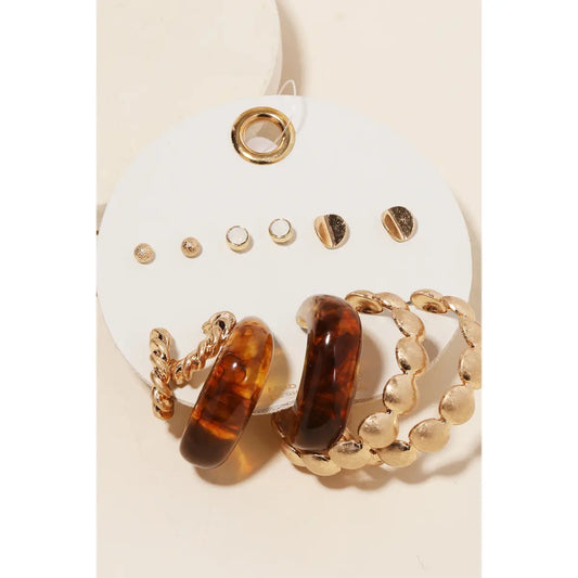 Assorted Accetate Metallic Earrings Set