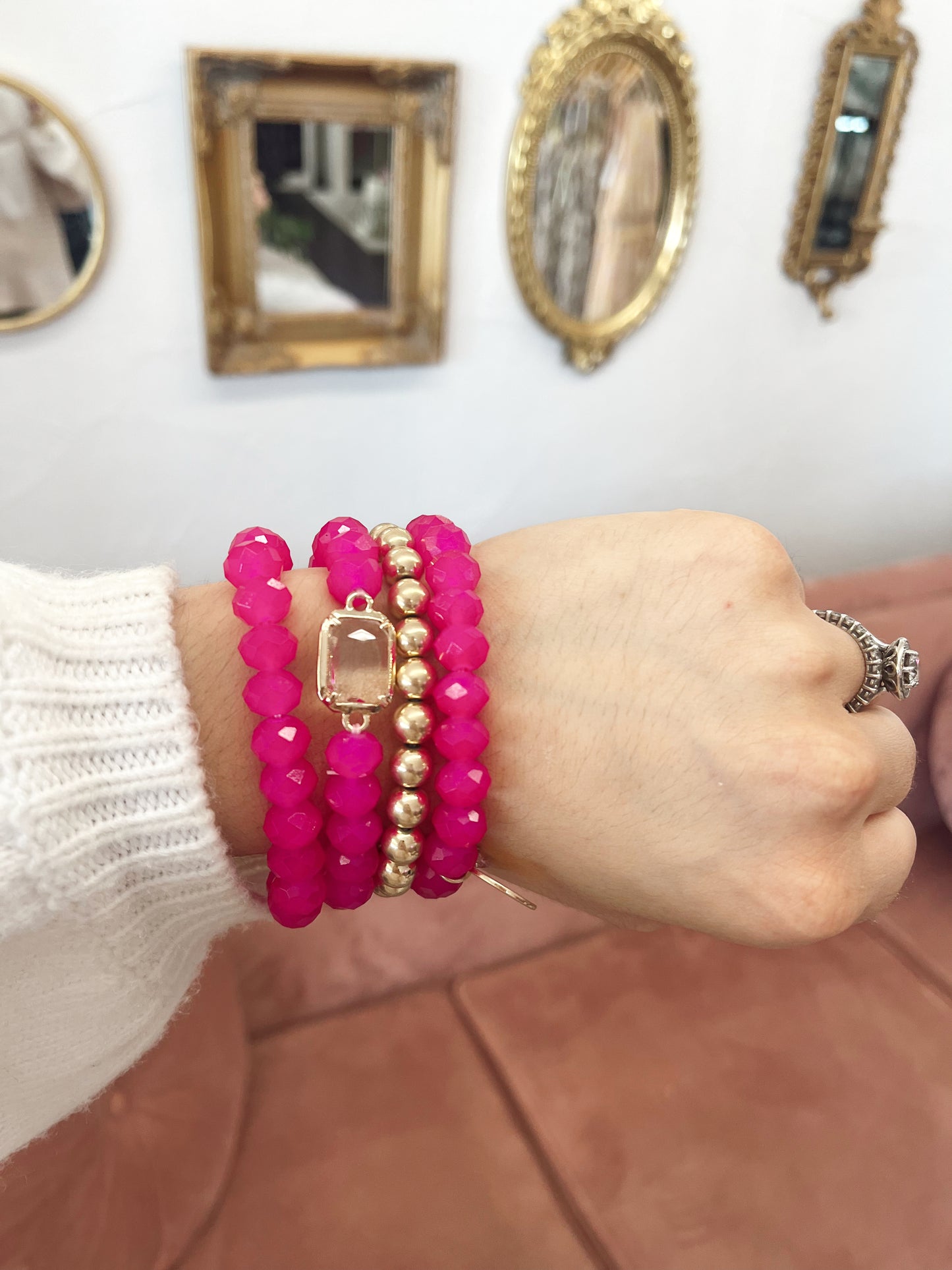 Metallic and Faceted Beaded Bracelet Set