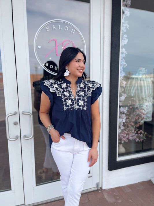 Blooming Navy Blouse
