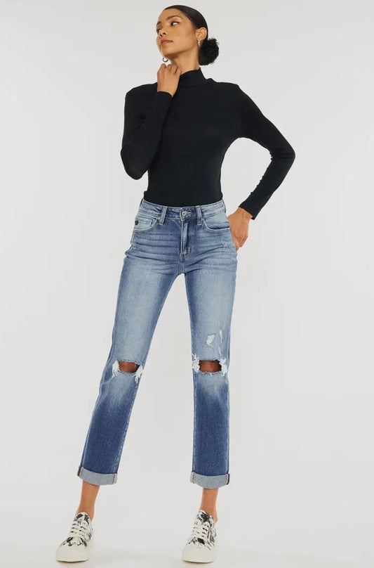 Made It Distressed Straight Leg Jeans