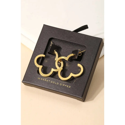 Gold Dipped Clover Hoop Earrings
