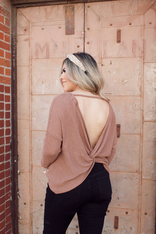 Sweethart Knot Sweater in Mocha