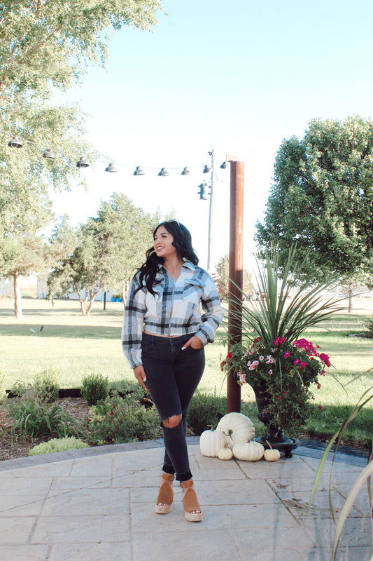 Xo Crop Zipper Shacket