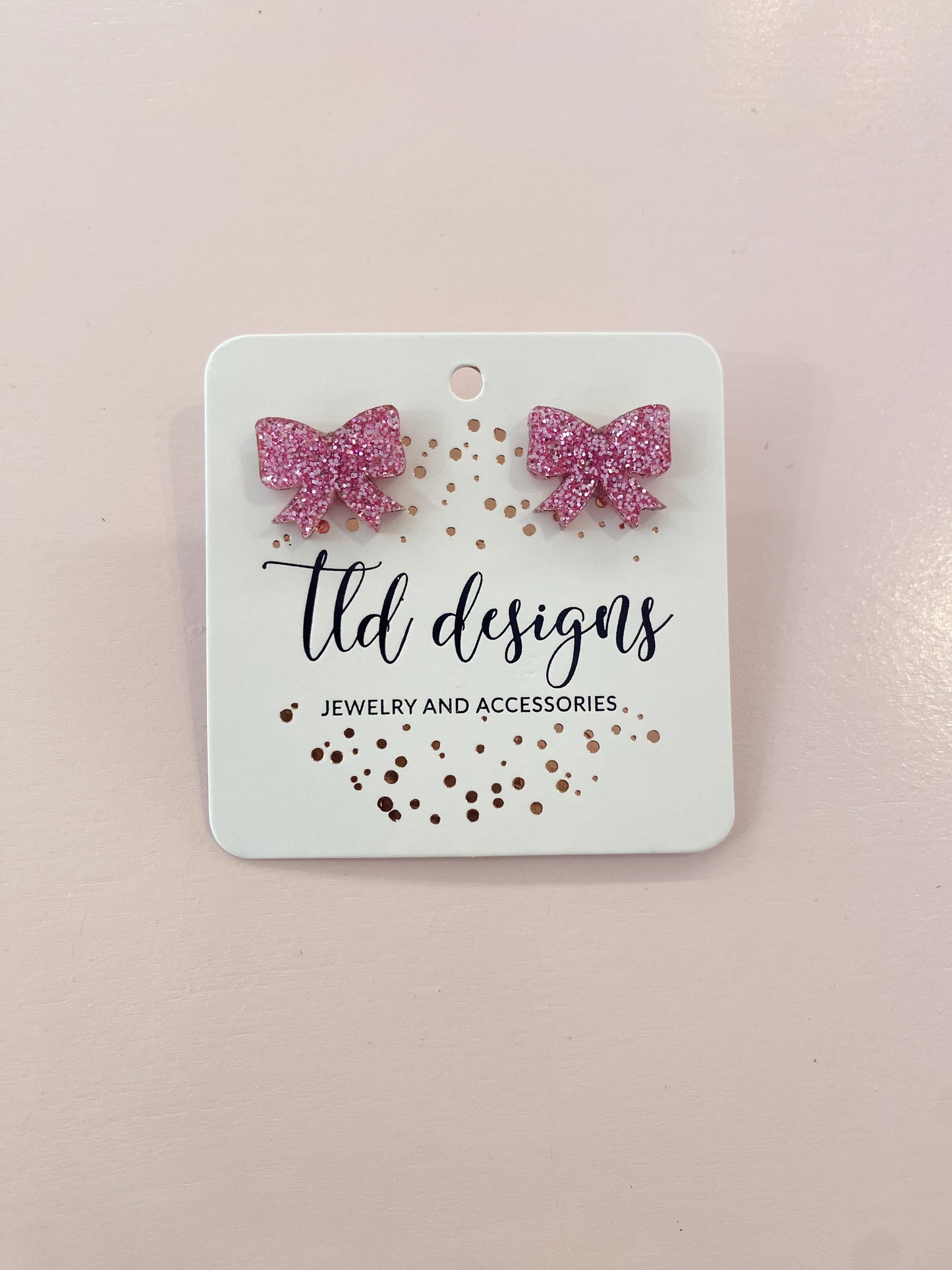 Pink Acrylic Bow Studs