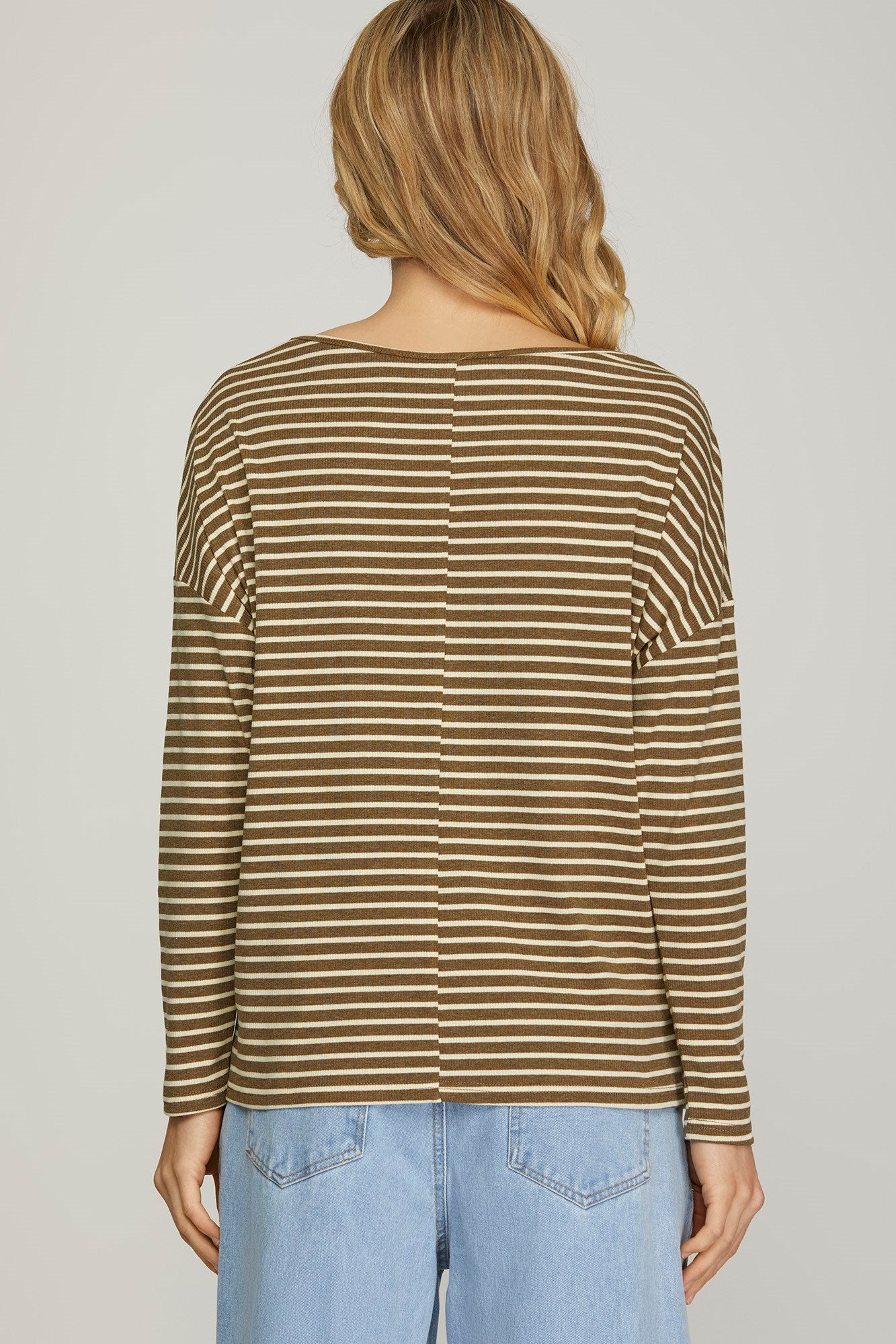 Madeline Crush Stripe Shirt in Mocha
