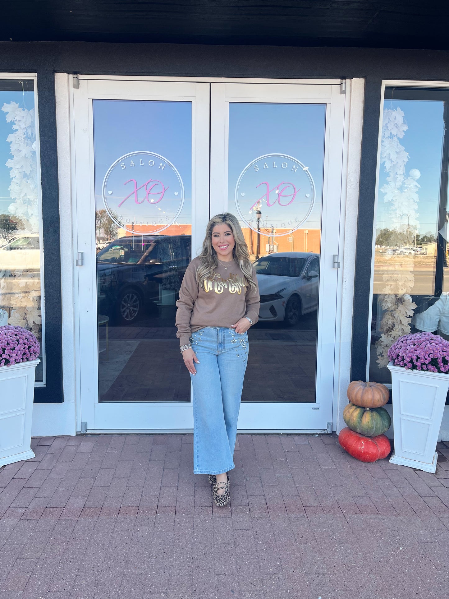 Thankful In Gold Latte Sweater