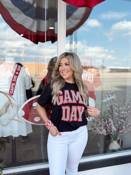 Checkered Game Day Black T-Shirt