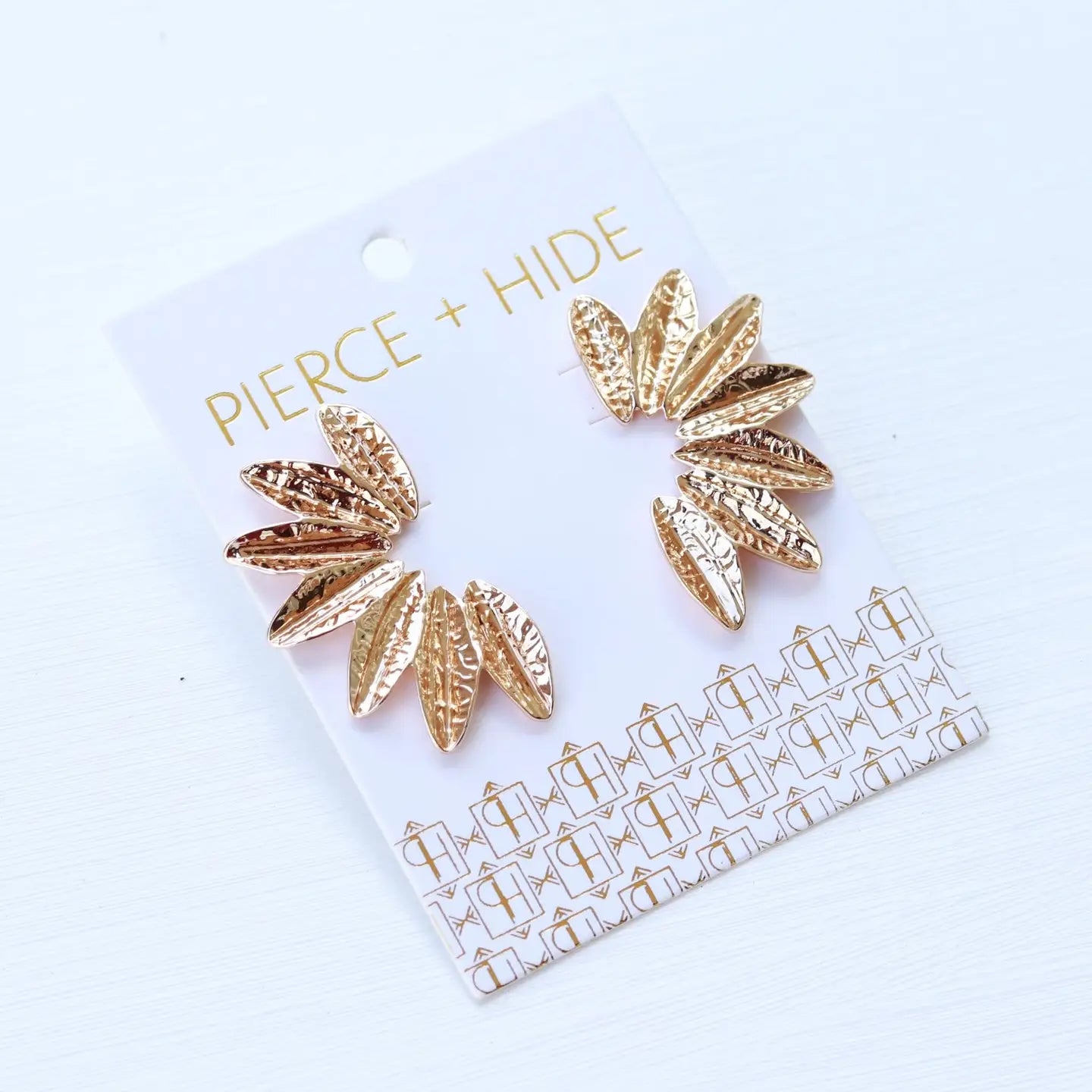 Small Textured Gold Wing Earrings