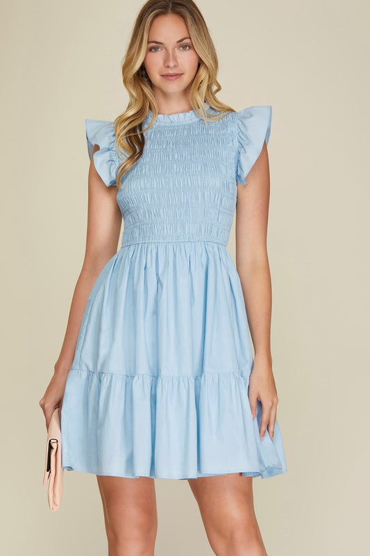 Darling Baby Blue Smocked Dress