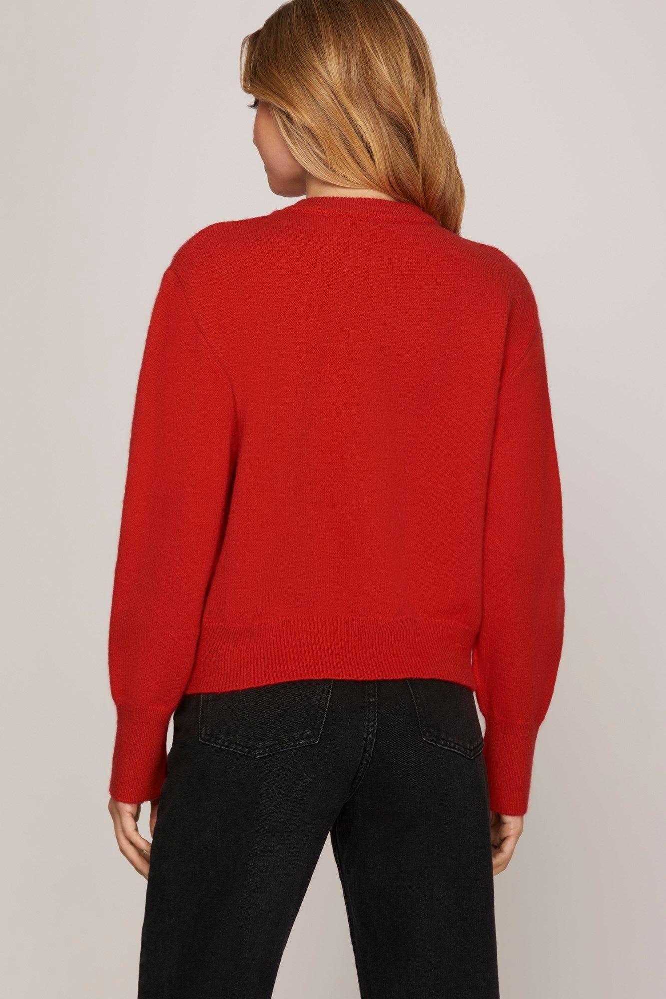 Joyfull Bow Red Sweater