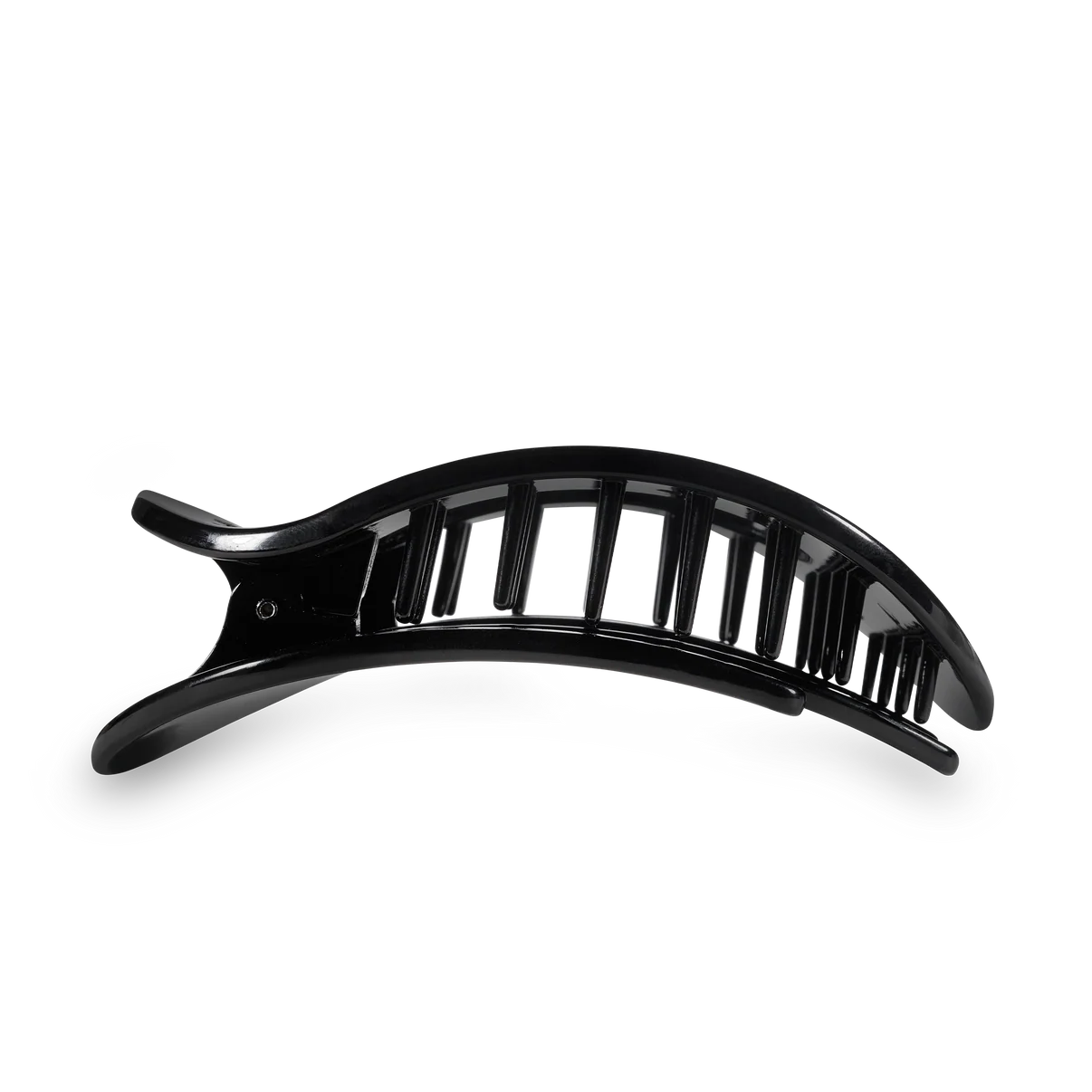 Jet Black Large Flat Round Hair Clip - Teleties