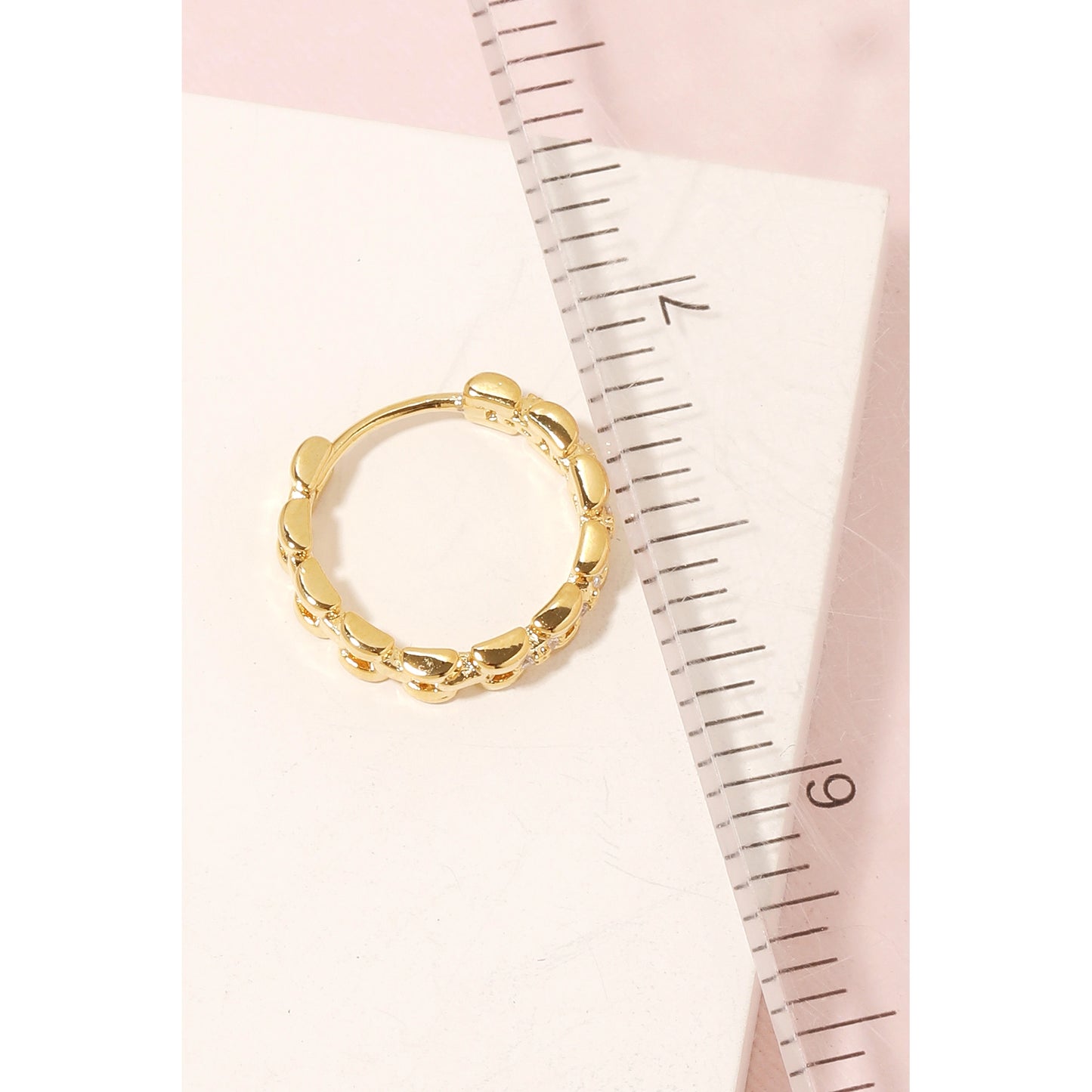 Studded Solid Chain Hoop Earrings