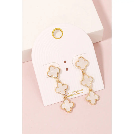 Triple Clover Charms Chain Dangle Earrings