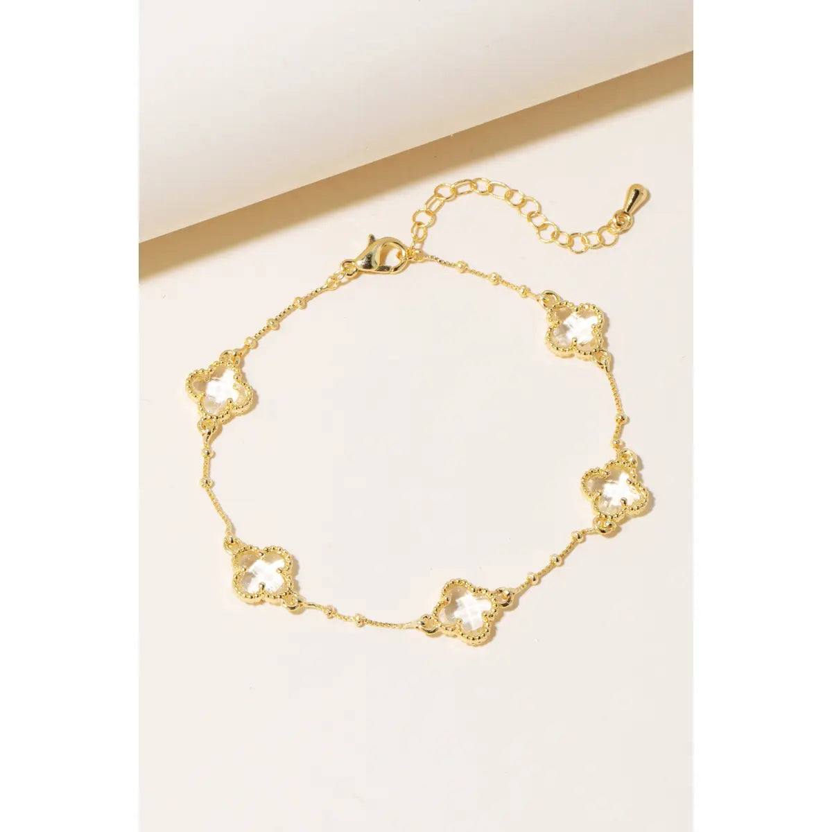 Clear Clover Chain Bracelet