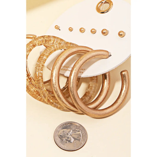 Matte Tube Hoop Earrings Set