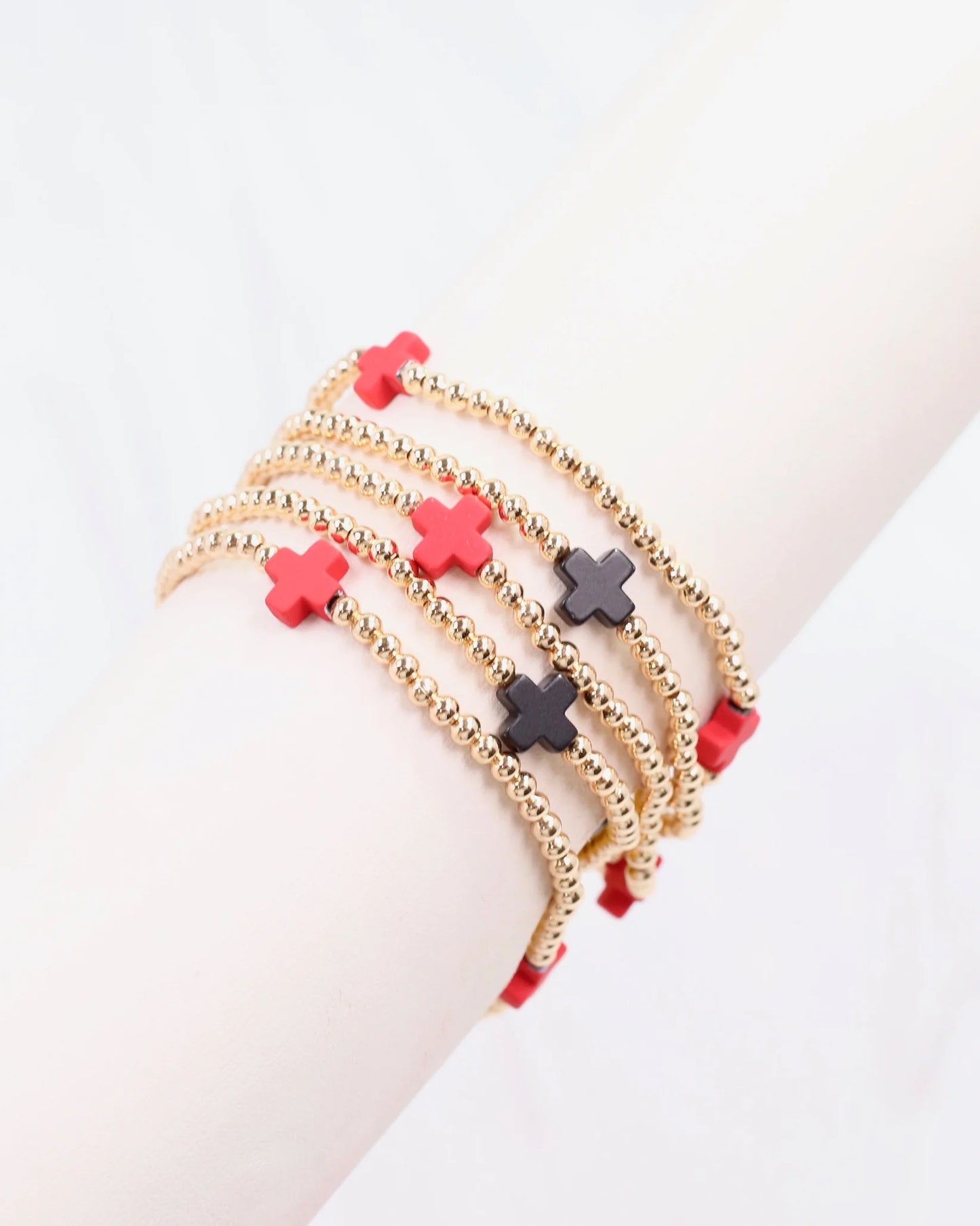 Brittany Cross Bracelet Set Red Black
