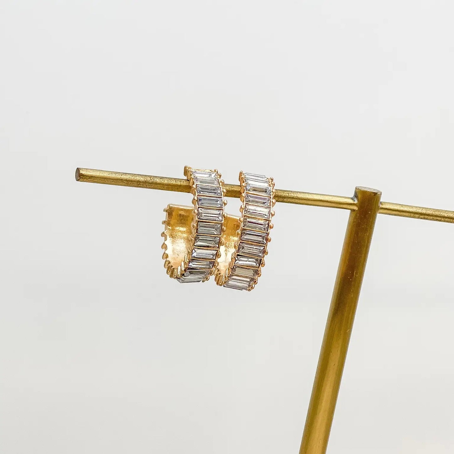Gold Baguette Hoop Earings