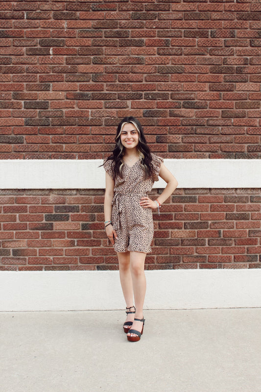 Animal Print Ruffle Romper