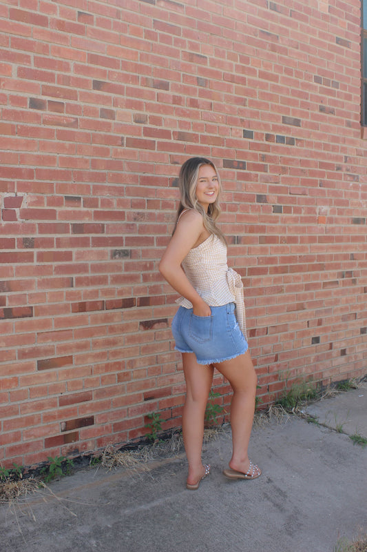 Frayed Denim Ripped Shorts