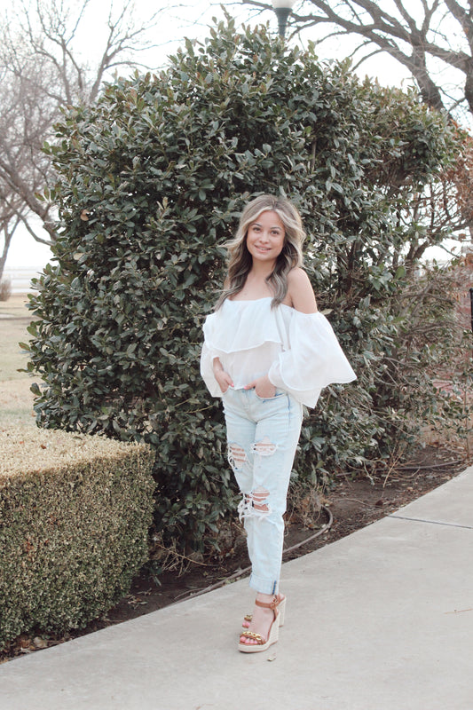 Classic Kind Of Love Off-Shoulder Tiered Blouse