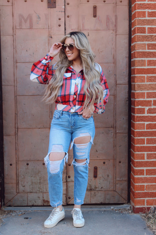 Jingle Red Plaid Shacket