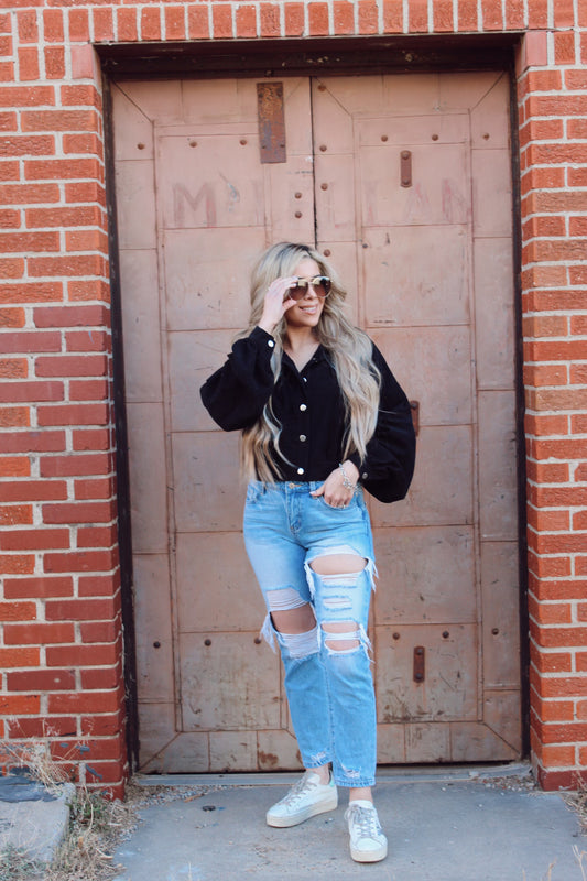 Cute Black Lantern Shacket