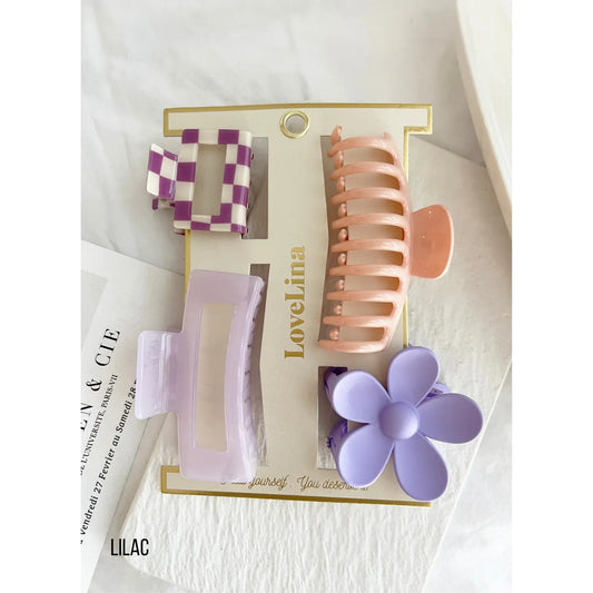 Purple Checkered Hair Clip