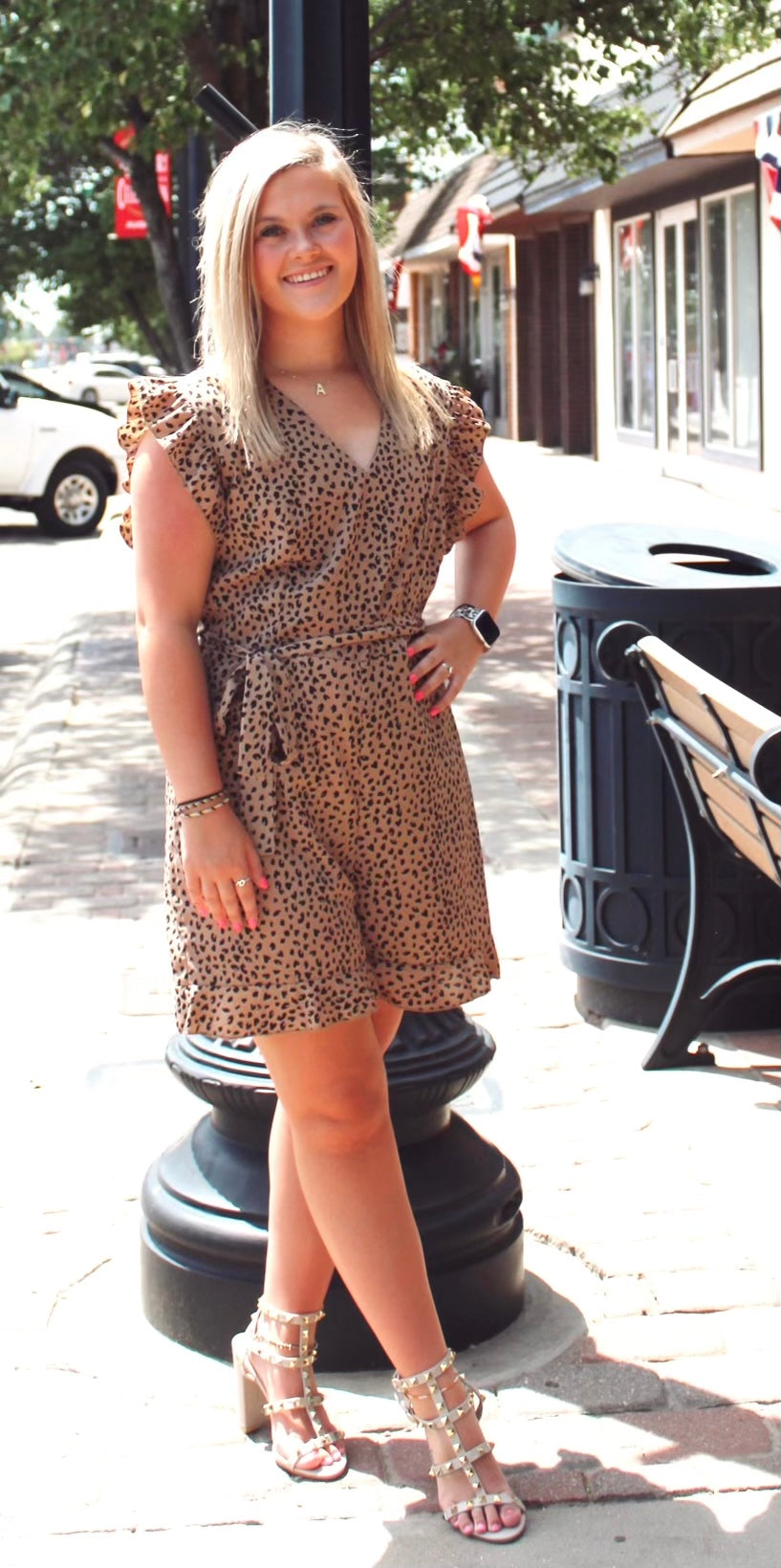 Animal Print Ruffle Romper
