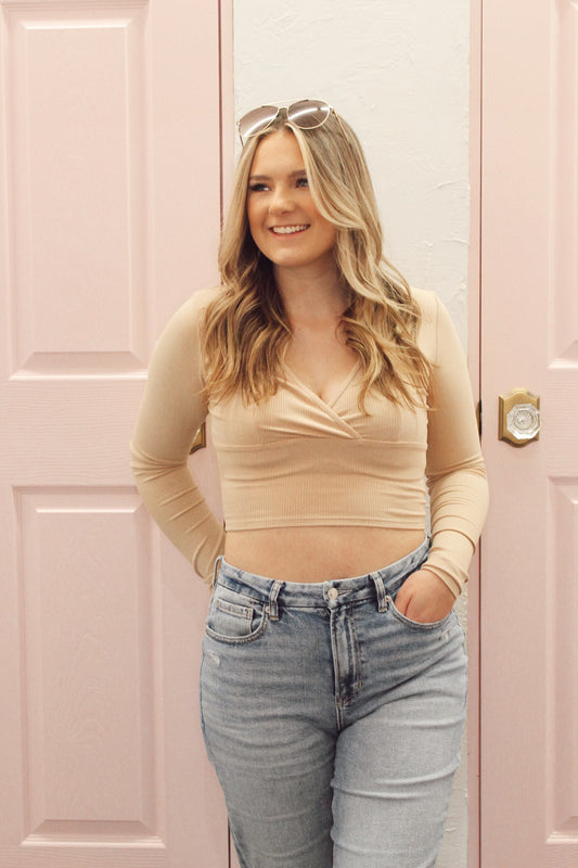Long Sleeve Ribbed Crop Top