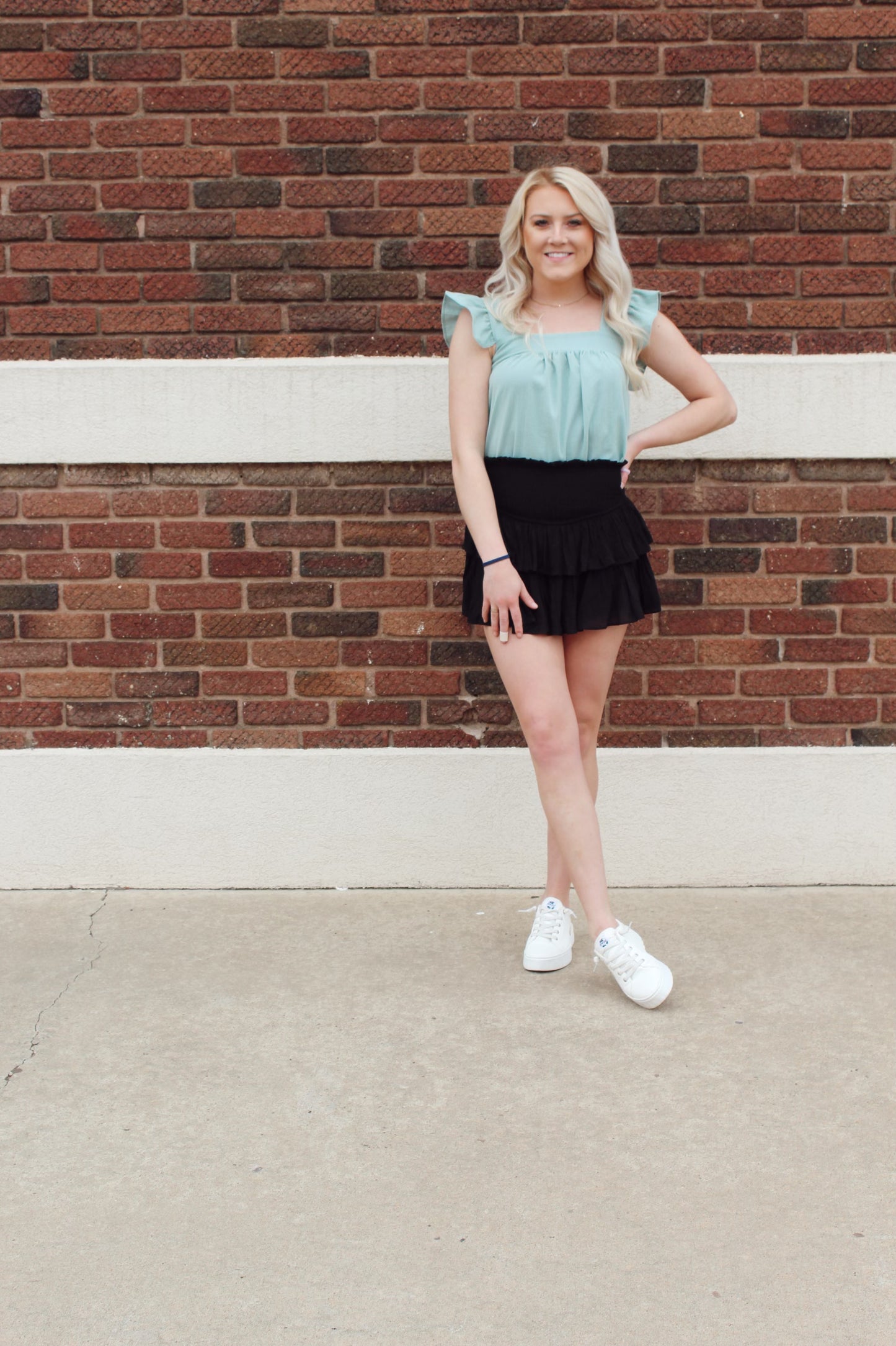 Solid Flutter Sleeve Top Mint