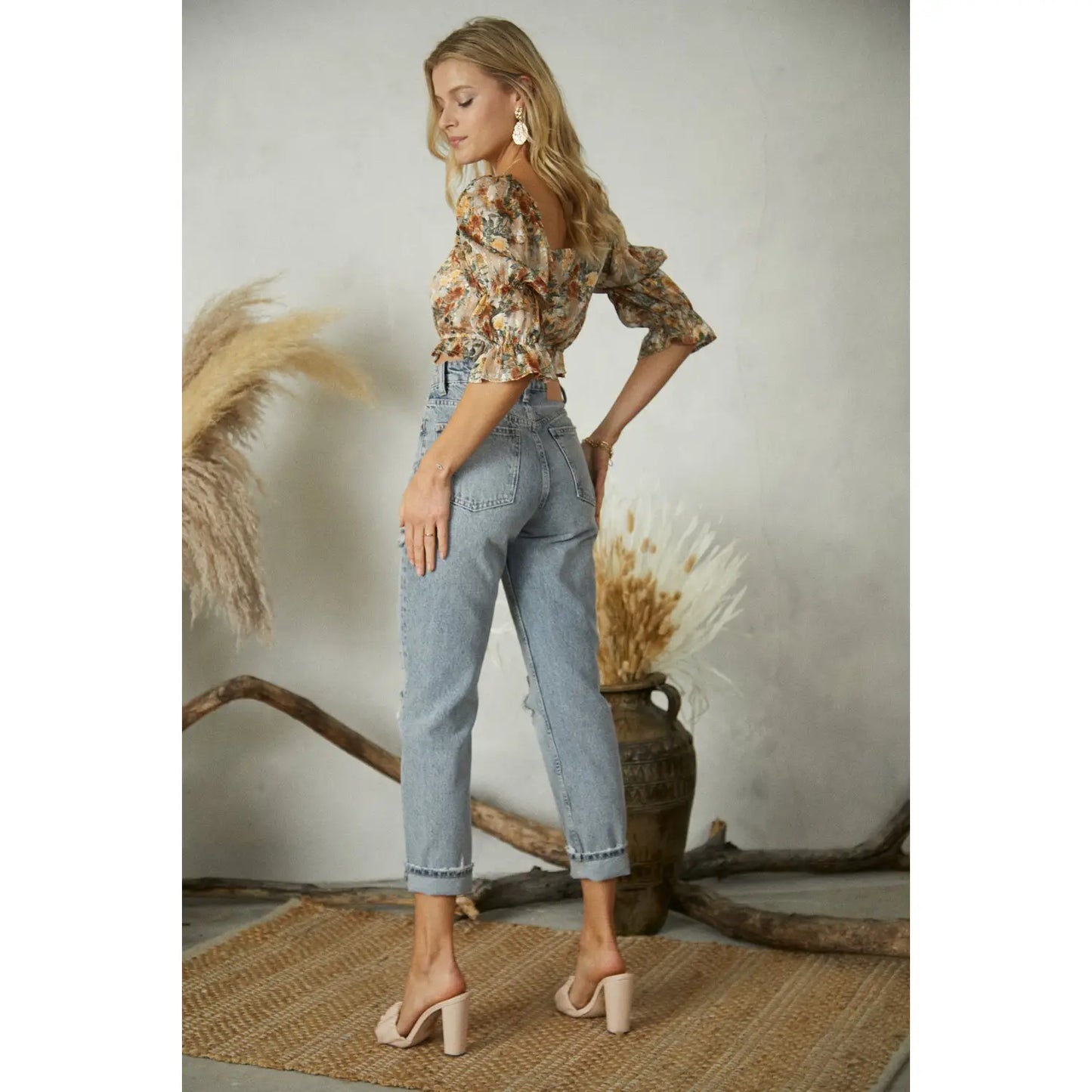 Floral Square Neckline