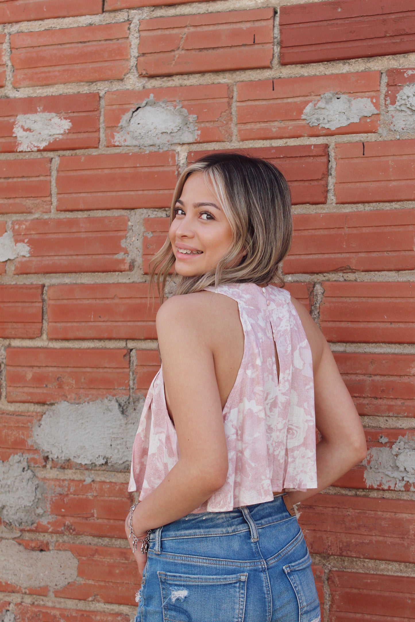 Daisy Pink Floral Crop Top