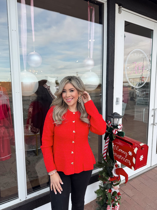 Holiday Greetings Red Cardigan