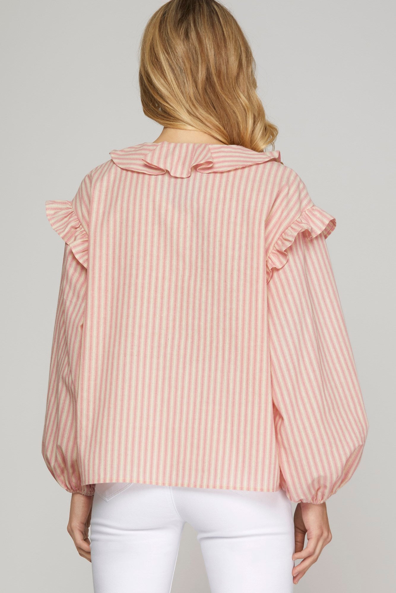 In the Office Chic Blouse - Pink Stipe shirt