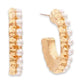 Pearl and Gold Huggie Mini Hoop Earring