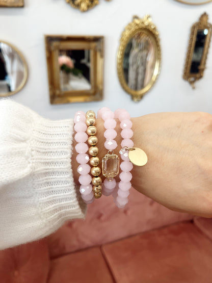 Metallic and Faceted Beaded Bracelet Set