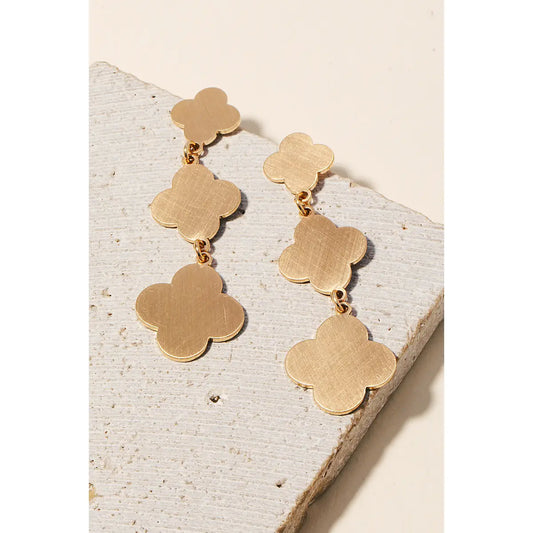 Gold Clover Dangle Earrings