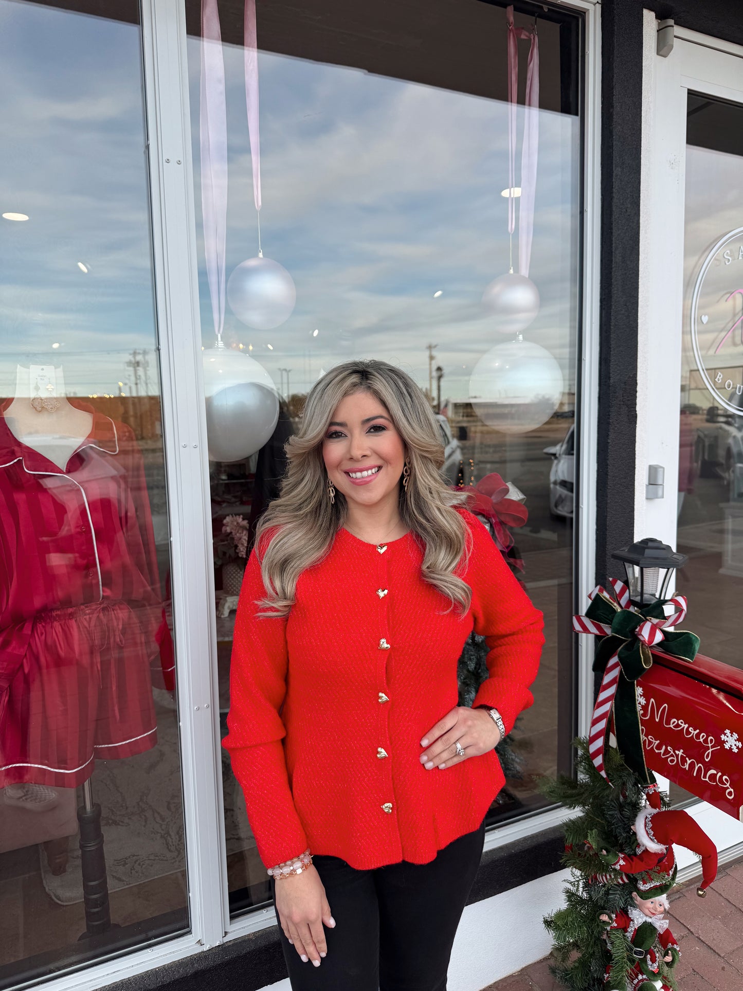 Holiday Greetings Red Cardigan