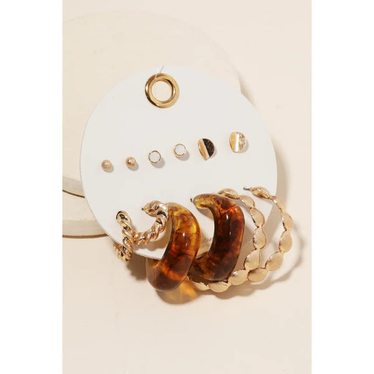 Assorted Accetate Metallic Earrings Set