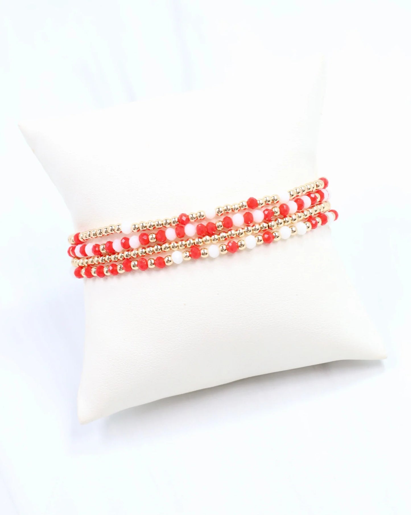 Lottie Beaded Bracelet set Red White