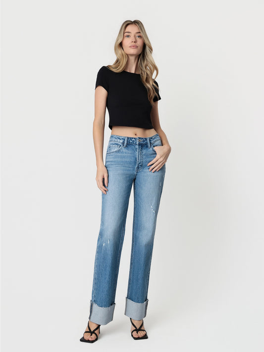 High Rise Xo Cuff Jeans