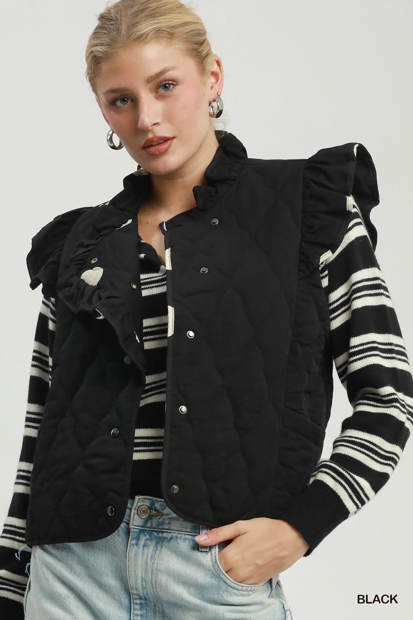 Chic Black Polka Dot Vest