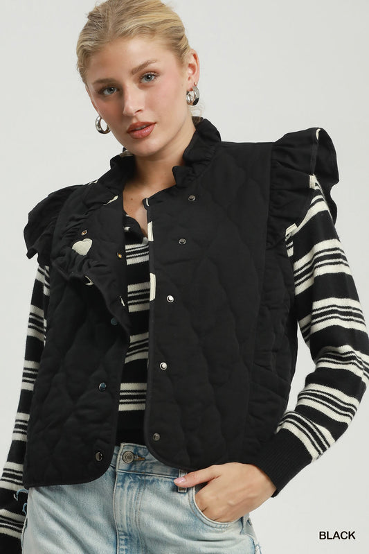Chic Black Polka Dot Vest