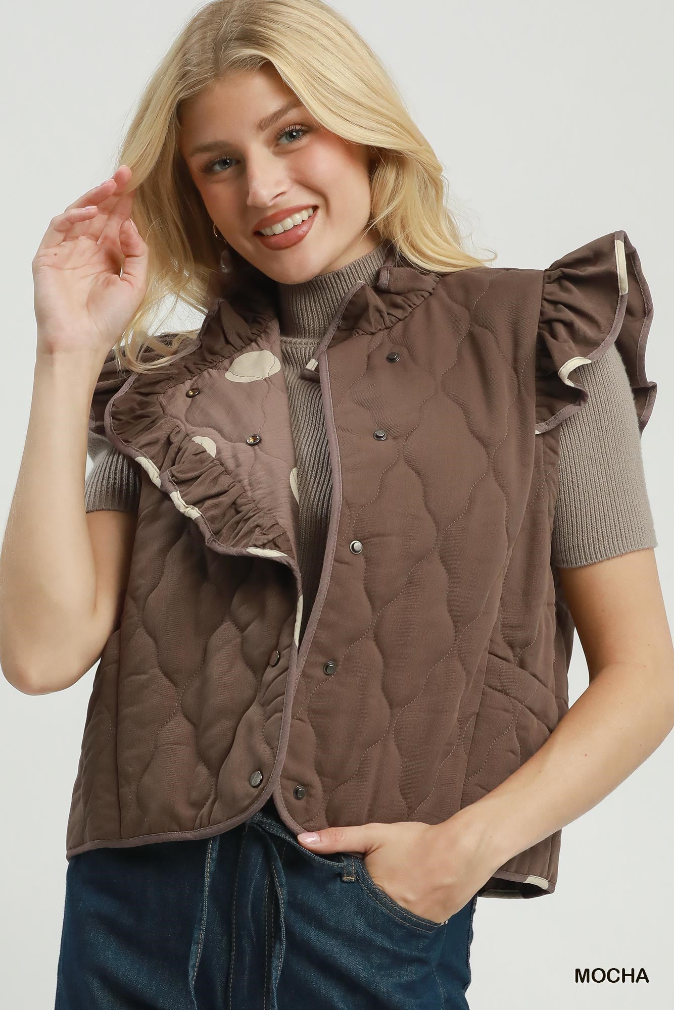 Chic Mocha Polka Dot Vest