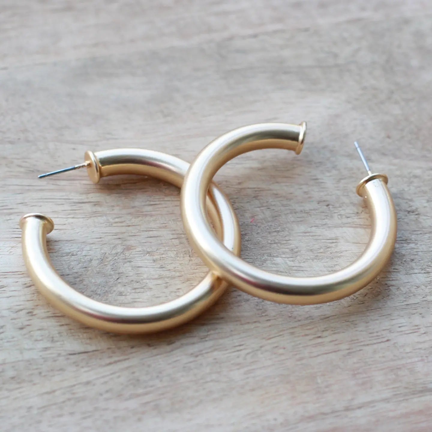 Xoxo Brushed Gold Hoop Earrings