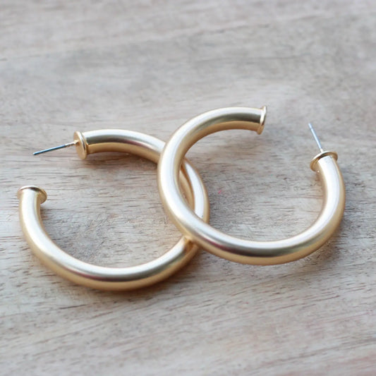 Xoxo Brushed Gold Hoop Earrings