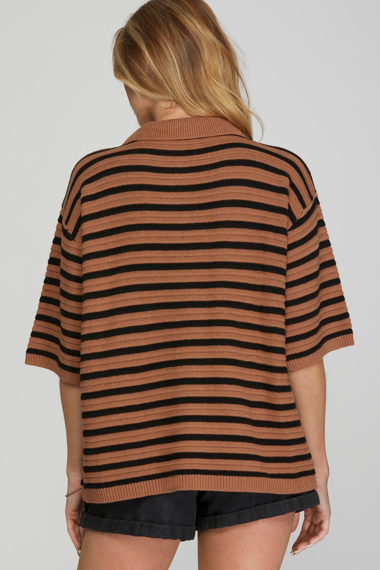 Always Fun Striped Cinnamon Top